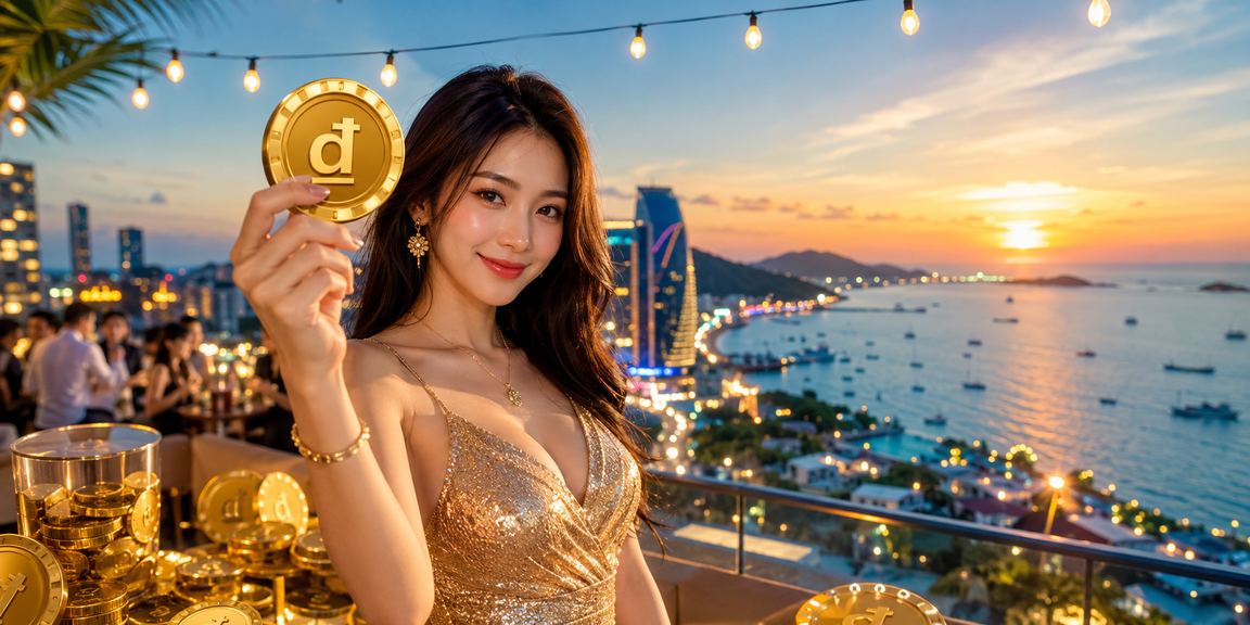 Người dùng tại Phú Quốc truy cập nền tảng giải trí trực tuyến trên bãi biển buổi chiều